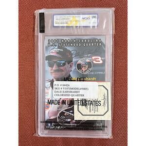2001 Dale Earnhardt Card and Colorized North Carolina State Quarter with COA